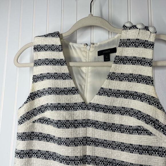 J.Crew Women’s White & Blue Sleeveless V-Neck Back Zip Fit & Flare Dress Size 0 - Picture 9 of 12